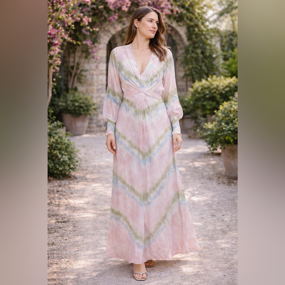 Young Fabulous & Broke Alexis Tie Dye Chiffon Maxi Dress Size Small NWT